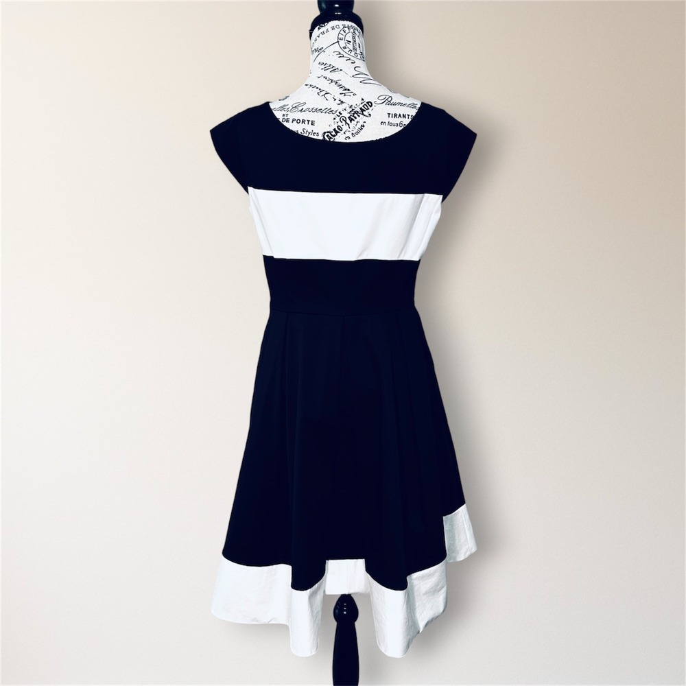 Kate Spade Adette Fit Flare Dress 10 Black White Cocktail Spring Wedding Guest - Picture 4 of 10